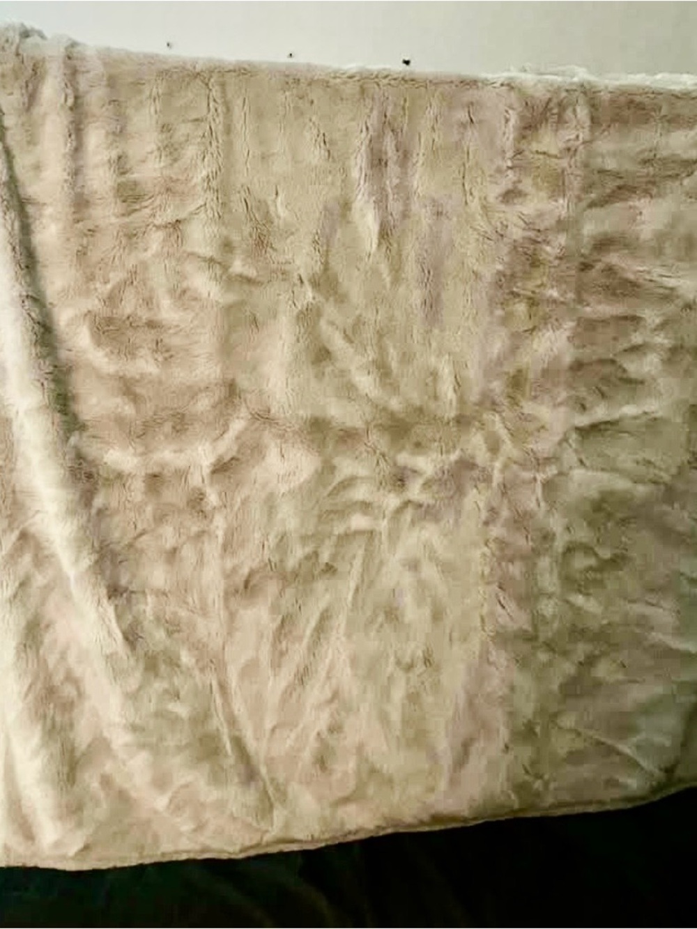 Plush Faux Fur Throw Blanket in Light Beige